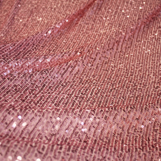 Tulle Ricamato con Paillettes Tono su Tono a Campo Pieno