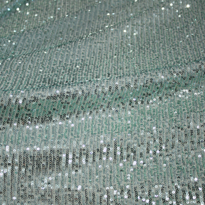 Tulle Ricamato con Paillettes Tono su Tono a Campo Pieno