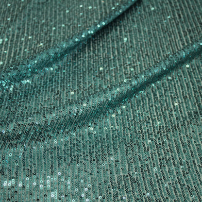 Tulle Ricamato con Paillettes Tono su Tono a Campo Pieno