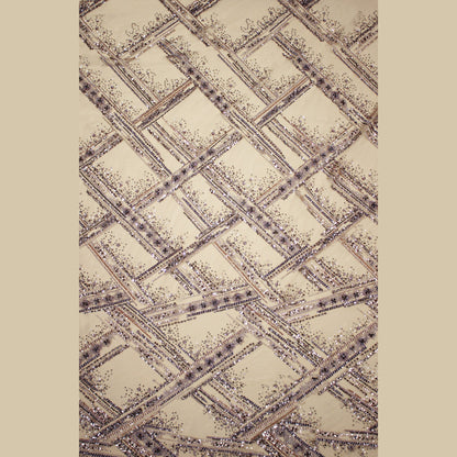Embroidered Tulle with Beads, Sequins, and Geometric Pattern