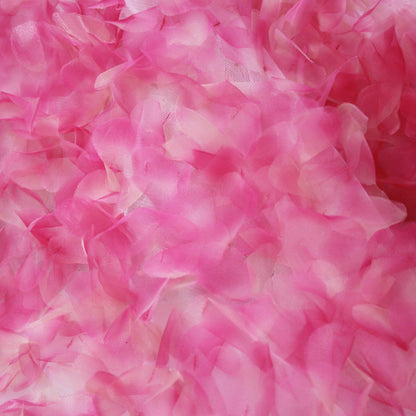Tulle Ricamato con Petali 3D in Organza con Sfumatura