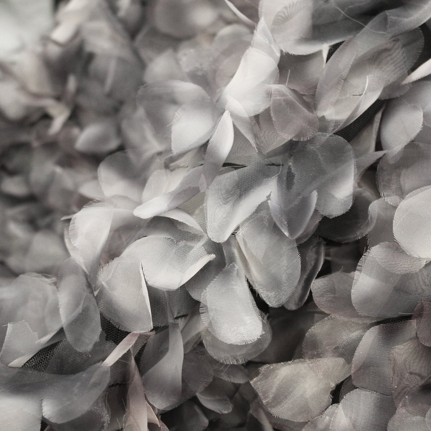 Tulle Ricamato con Petali 3D in Organza con Sfumatura