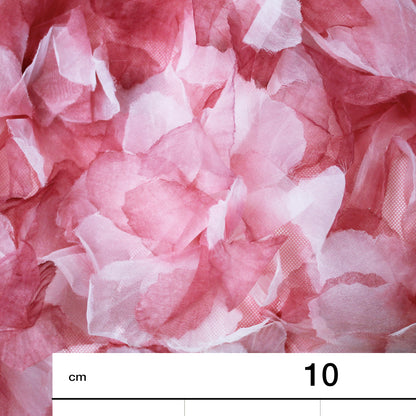 Tulle Ricamato con Petali di Fiori in Organza Multicolor