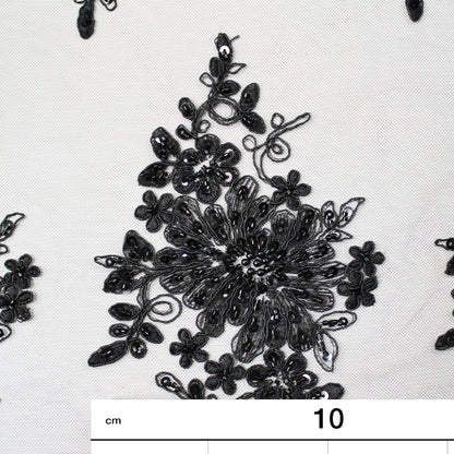 Double Borded Rebrodé Embroidered Tulle with Corals and Cutwork Embroidery for Applications