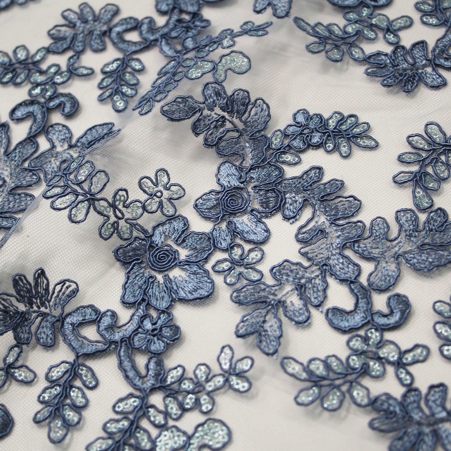 Embroidered Tulle with Rebrodée and Paillettes