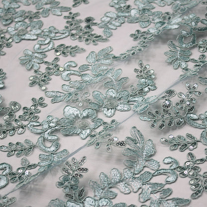 Embroidered Tulle with Rebrodée and Paillettes