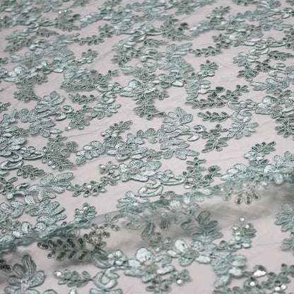 Embroidered Tulle with Rebrodée and Paillettes