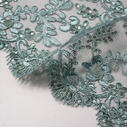 Embroidered Tulle with Rebrodée and Paillettes