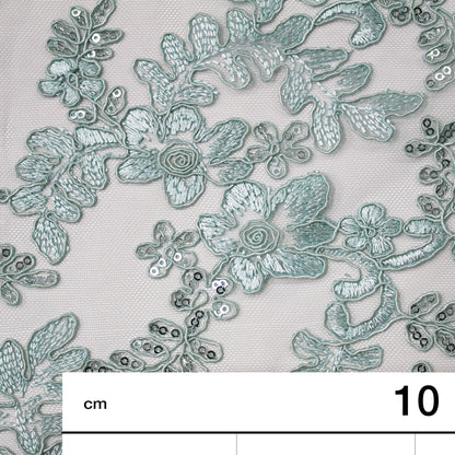 Embroidered Tulle with Rebrodée and Paillettes