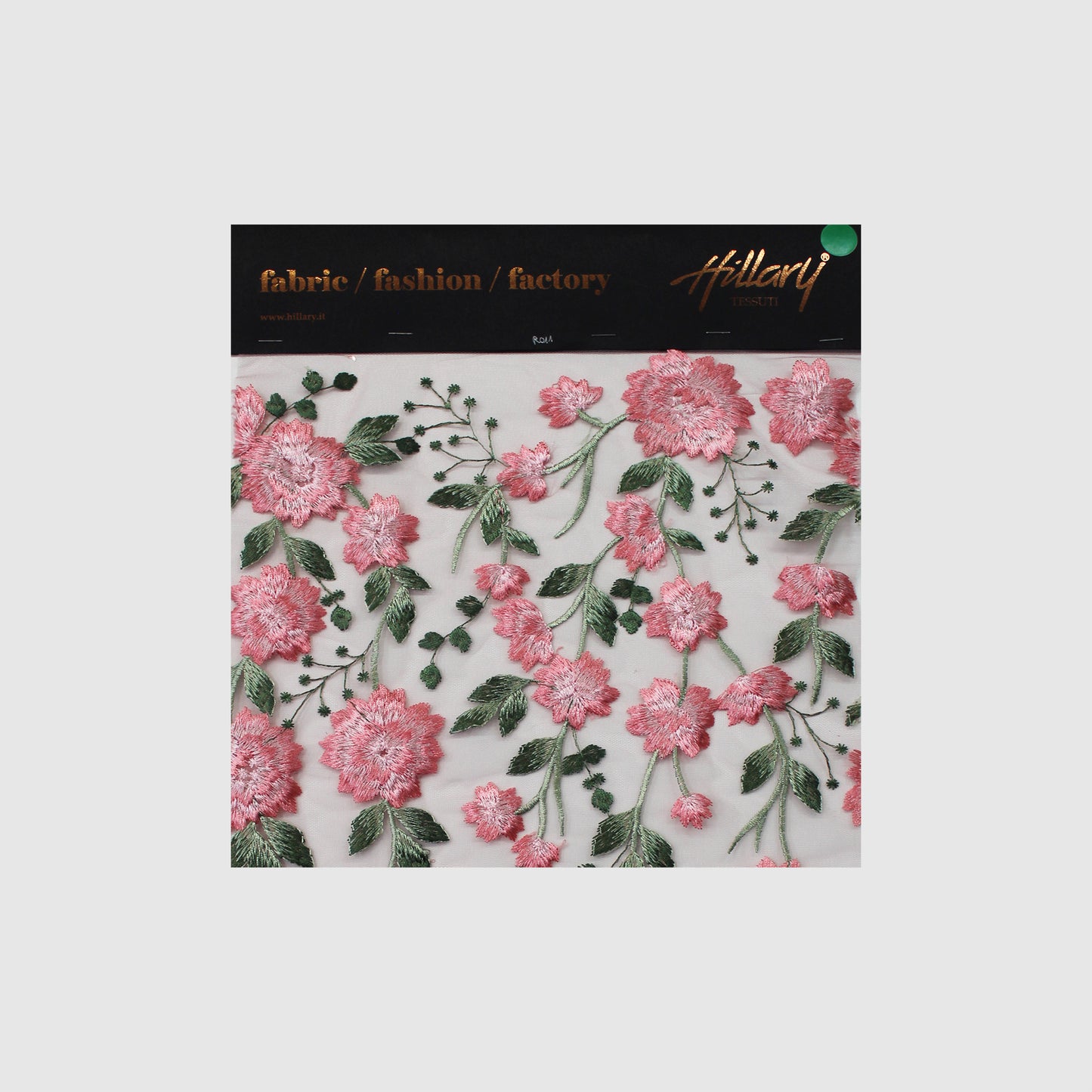 Cartella Tulle Ricamato Rosa con Fiori Rosa in Lurex