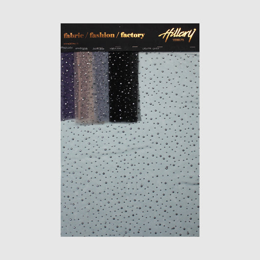 Cartella Tulle Ricamato con Strass Argentati
