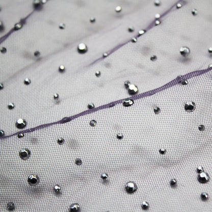 Embroidered Tulle with Silver Rhinestones