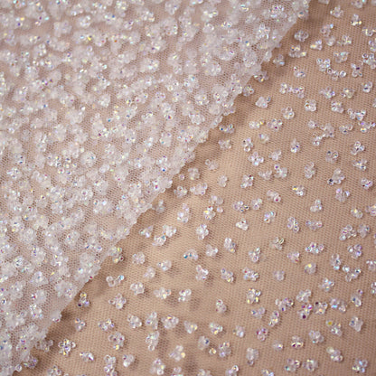 Embroidered Tulle with Full-Field Bicolor Rhinestones