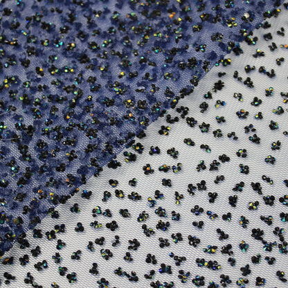 Embroidered Tulle with Full-Field Bicolor Rhinestones