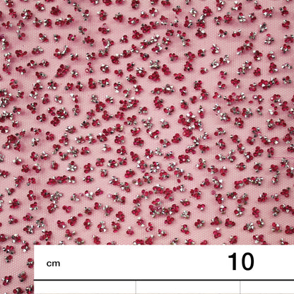 Embroidered Tulle with Full-Field Bicolor Rhinestones