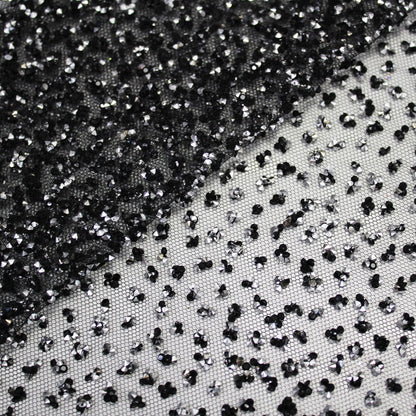 Embroidered Tulle with Full-Field Bicolor Rhinestones