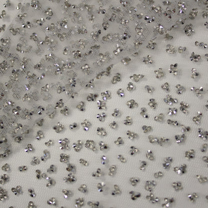 Embroidered Tulle with Full-Field Bicolor Rhinestones