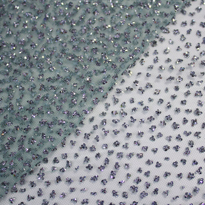 Embroidered Tulle with Full-Field Bicolor Rhinestones