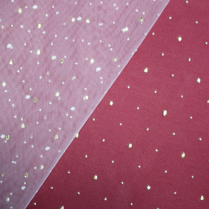 Tulle Ricamato Strass Effetto Pois