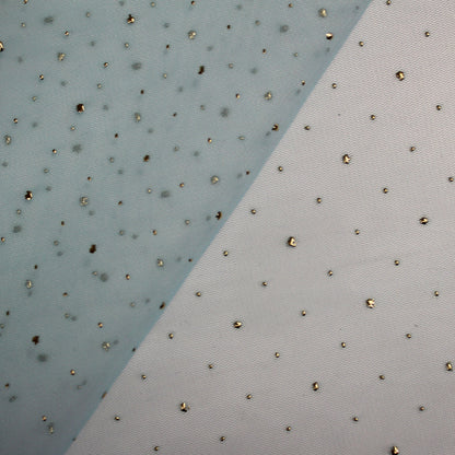 Tulle Ricamato Strass Effetto Pois