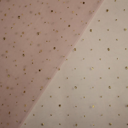 Tulle Ricamato Strass Effetto Pois