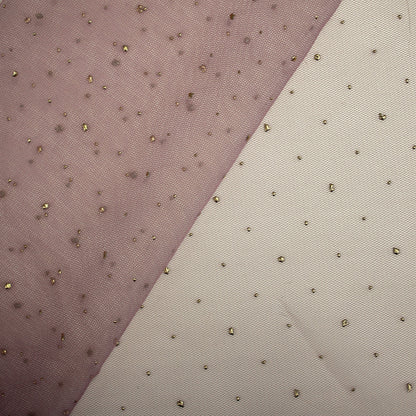 Tulle Ricamato Strass Effetto Pois