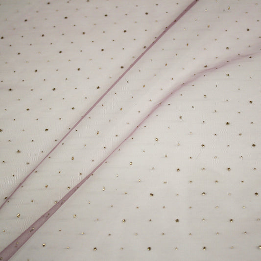 Tulle Ricamato Strass Effetto Pois