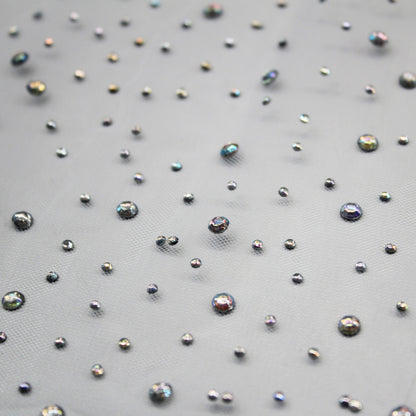 Tulle Ricamato con Strass Multicolor